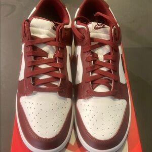 Nike Red and White Sneakers Iconic Dunk Design